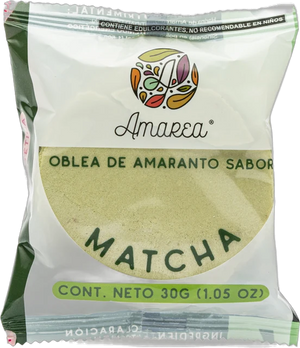 Empaque Amarea oblea de amaranto sabor Matcha 30 g